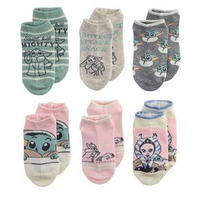 🆕Girls 6 Pairs Star WarsThe Mandalorian No Show Socks Shoe Size 7.5-3.5